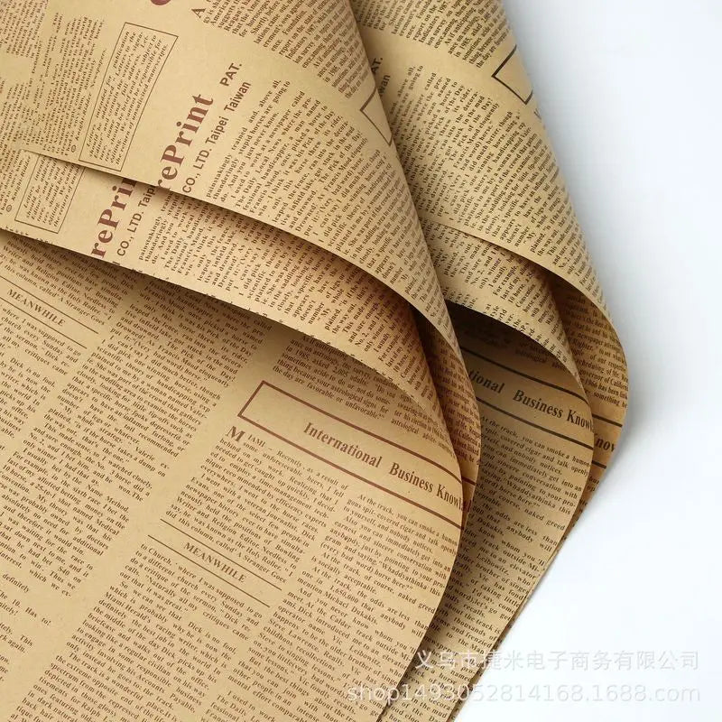 Double Sided Vintage Kraft English Newspaper Wrapping Paper