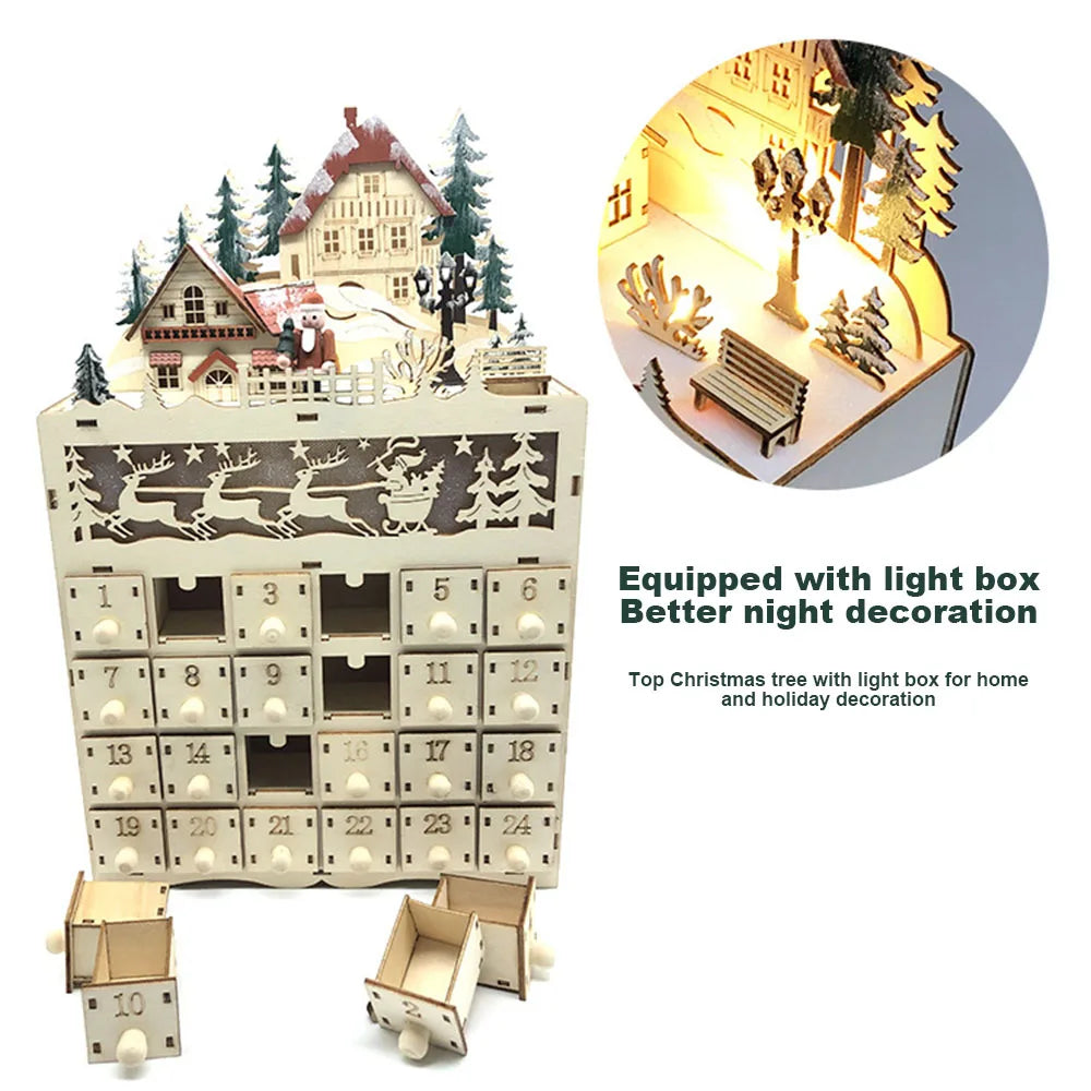 Wooden Lighted Village Advent Calendar