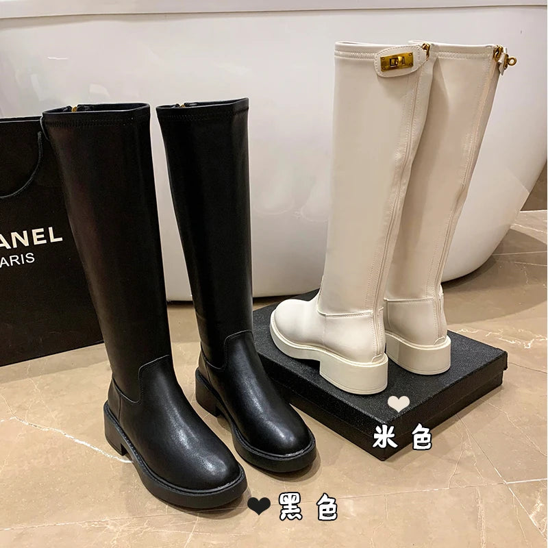 Women's Long Boots Leather Knee High boots