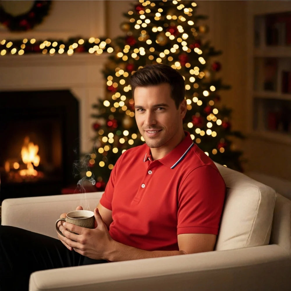 3Pcs Christmas Gift for Him Men's Polo Shirt Short Sleeve Cotton Tee