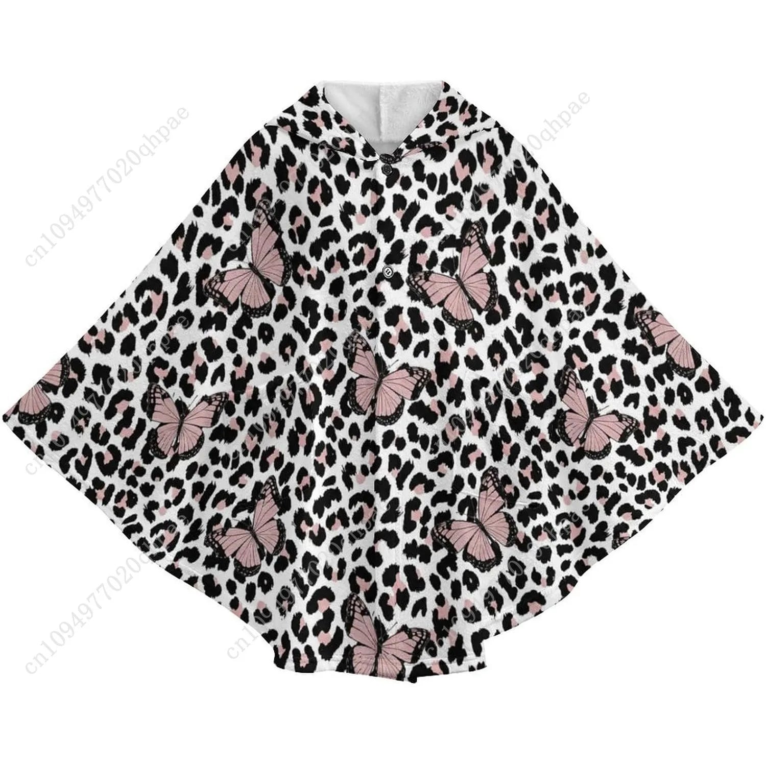 Blanket Sweater, Leopard Butterflies Hoodie With Pockets For Kids And Teenagers