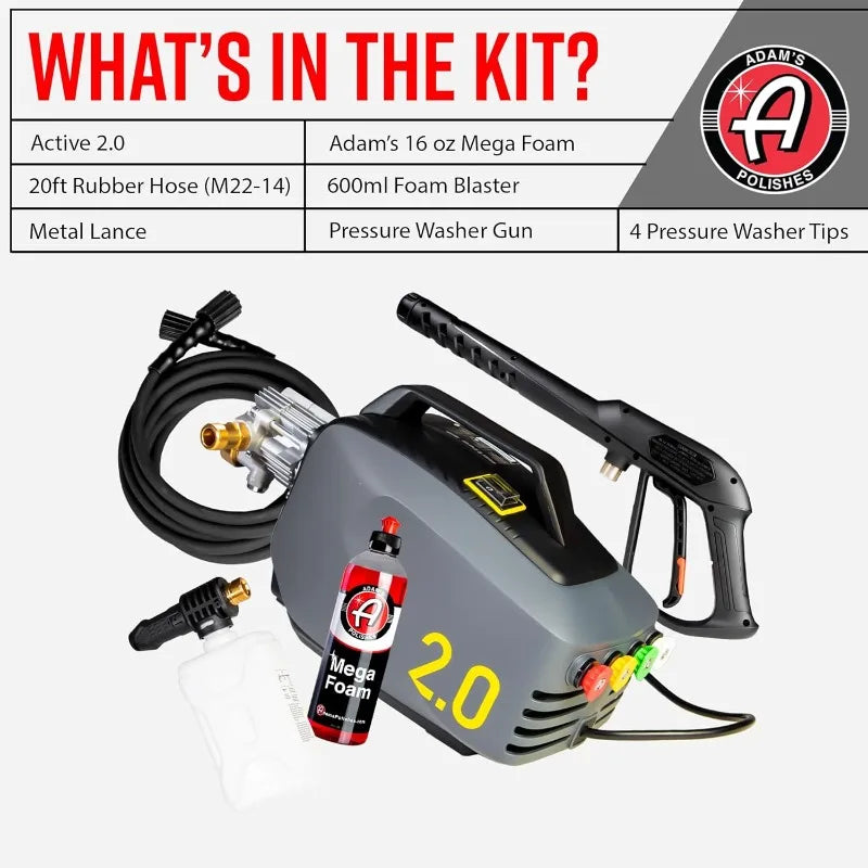 Active Pressure Washer 2.0 & Mega Foam Car Soap (5 Item) Powerful, Lightweight, Portable Electric Pressure Washer Sprayer
