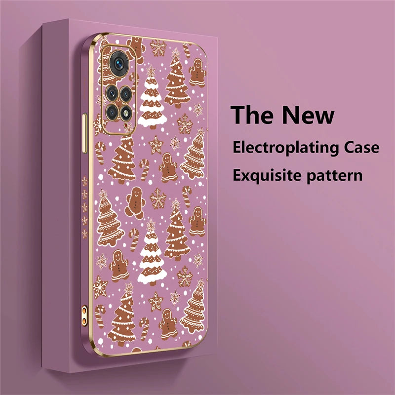 Soft Plating Phone Case For Xiaomi Redmi Note 8 9 Pro Max 9S 11 4G 11S 11E 11T 10T 10 Lite Christmas Tree Pattern Back Cover
