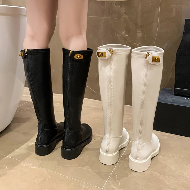 Women's Long Boots Leather Knee High boots