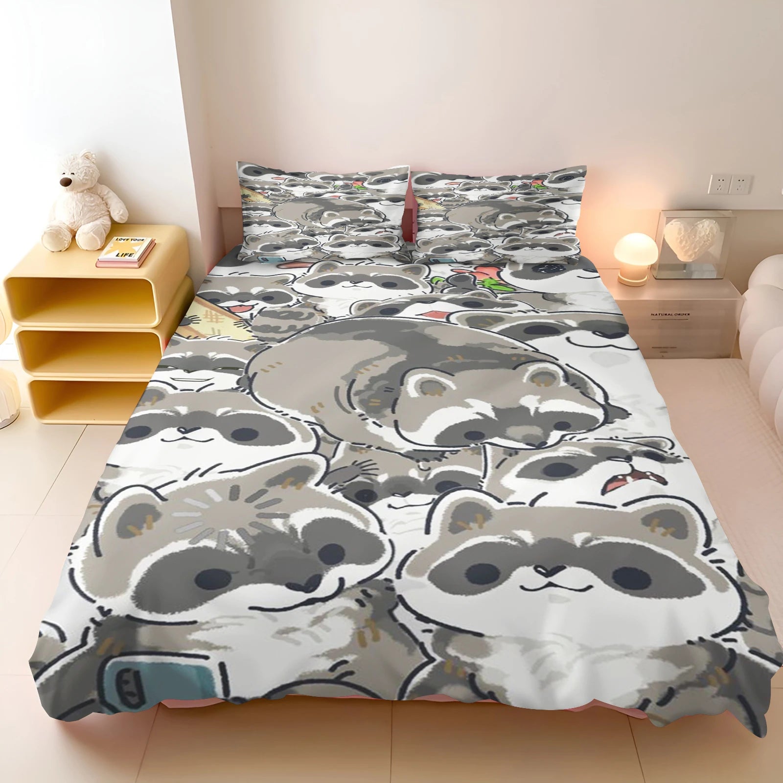 Cartoon Cover Little Raccoon Printed Comforter Warmth Bedding