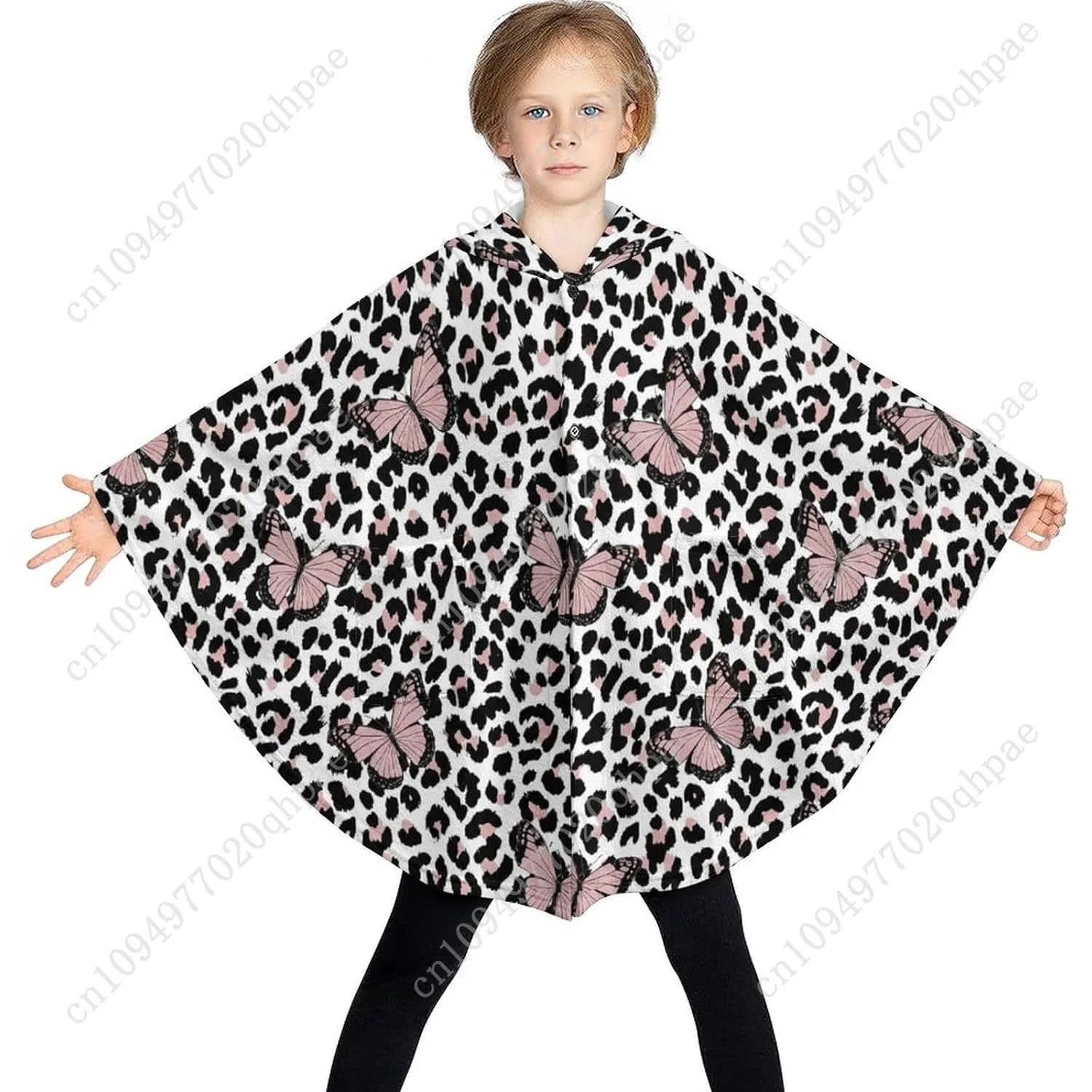 Blanket Sweater, Leopard Butterflies Hoodie With Pockets For Kids And Teenagers