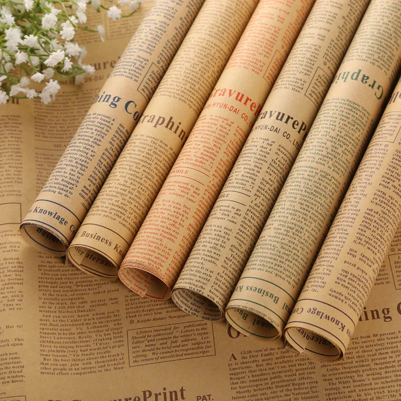 Double Sided Vintage Kraft English Newspaper Wrapping Paper