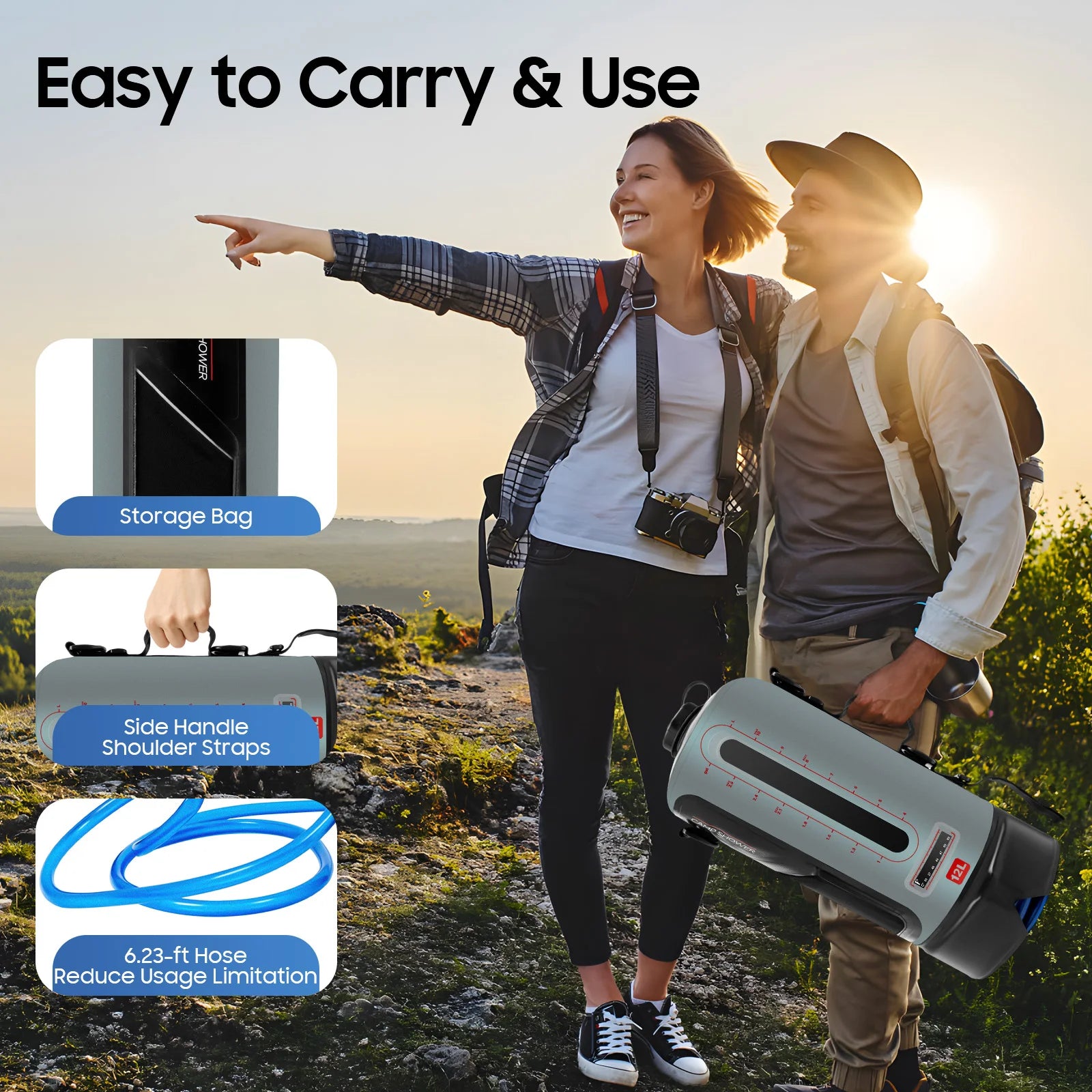 Solar Energy Absorbing Camp Shower