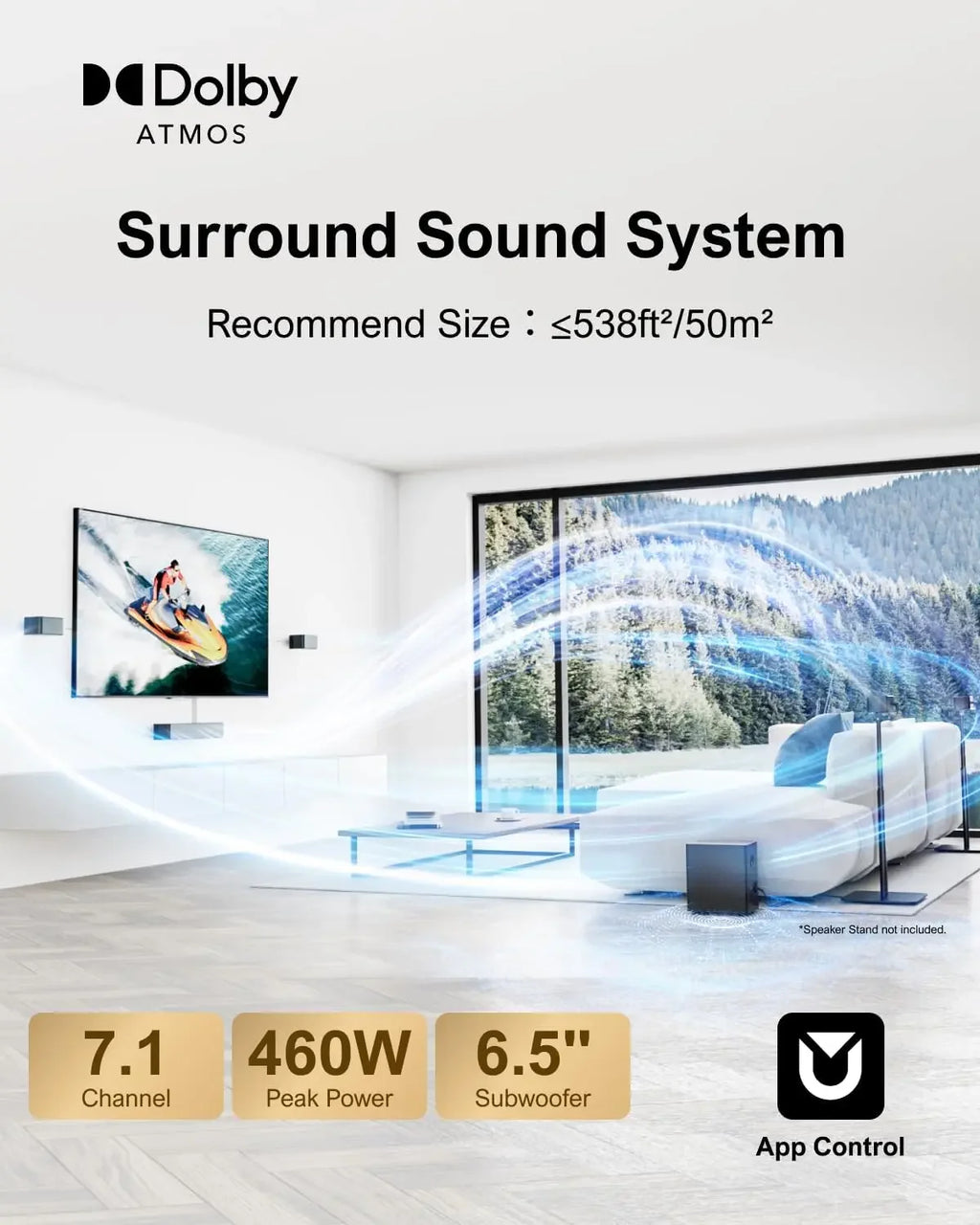 5.1 CH Surround Sound Bar with Dolby Audio