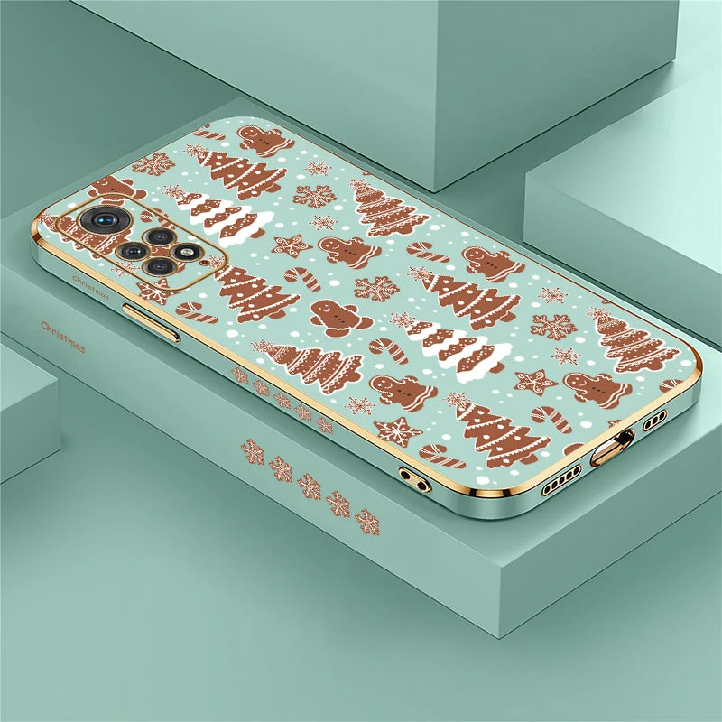 Soft Plating Phone Case For Xiaomi Redmi Note 8 9 Pro Max 9S 11 4G 11S 11E 11T 10T 10 Lite Christmas Tree Pattern Back Cover