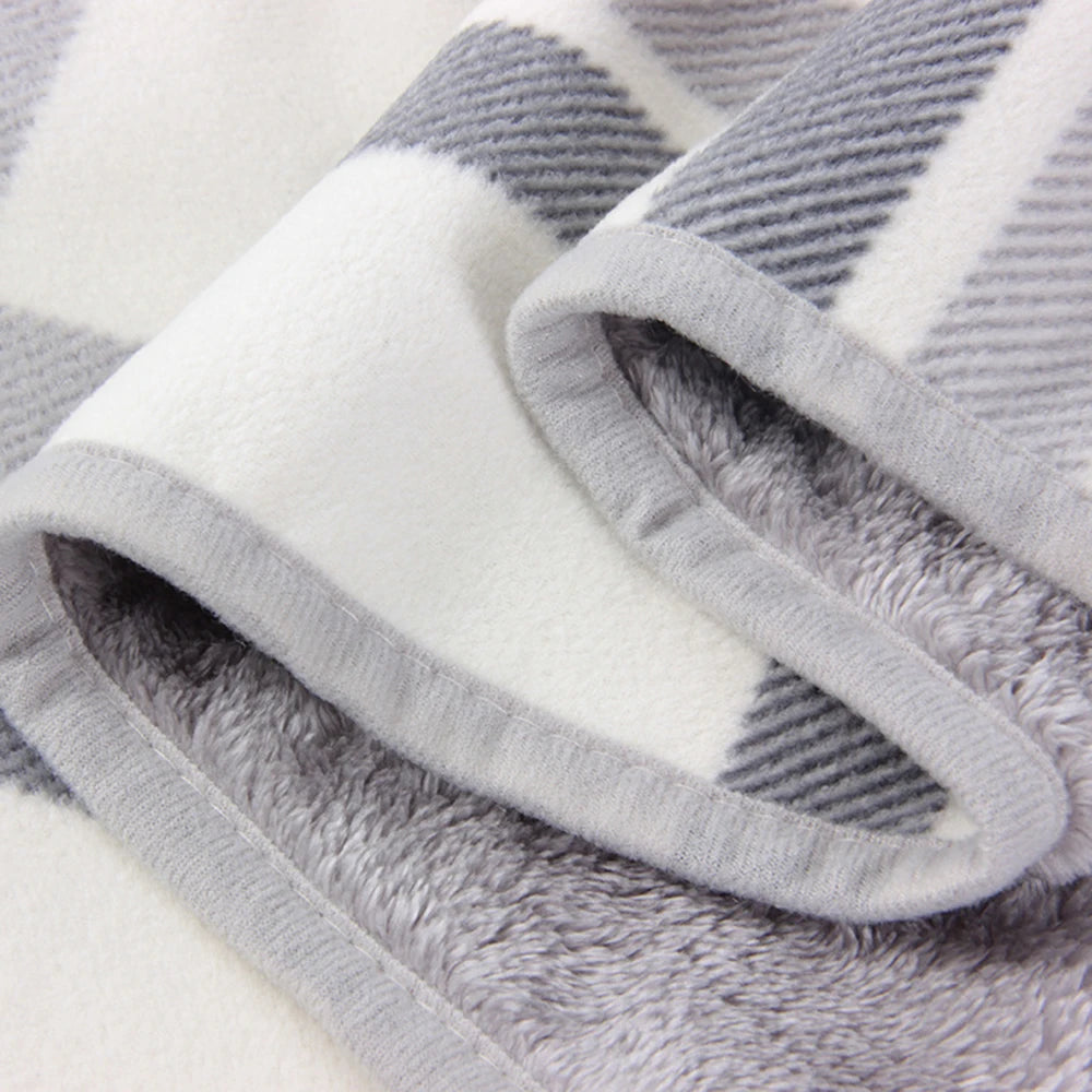 Winter Wearable Plaid Shawl Blanket with Button Warm