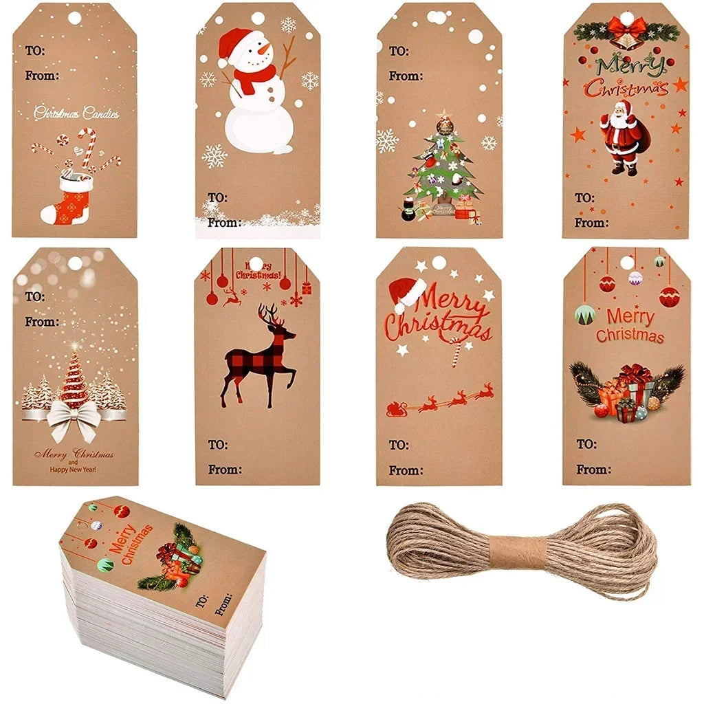 Merry Christmas Gift Wrapping Paper Tags