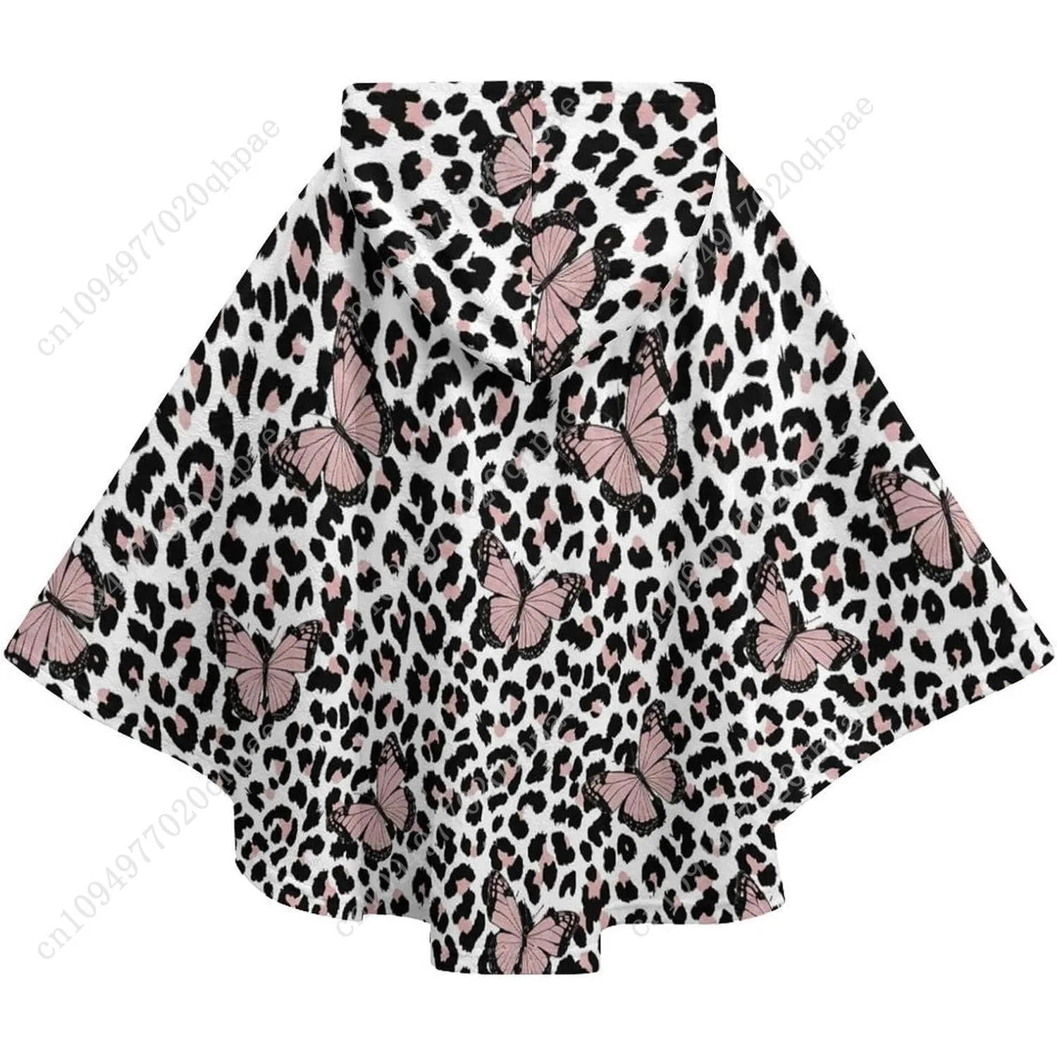 Blanket Sweater, Leopard Butterflies Hoodie With Pockets For Kids And Teenagers
