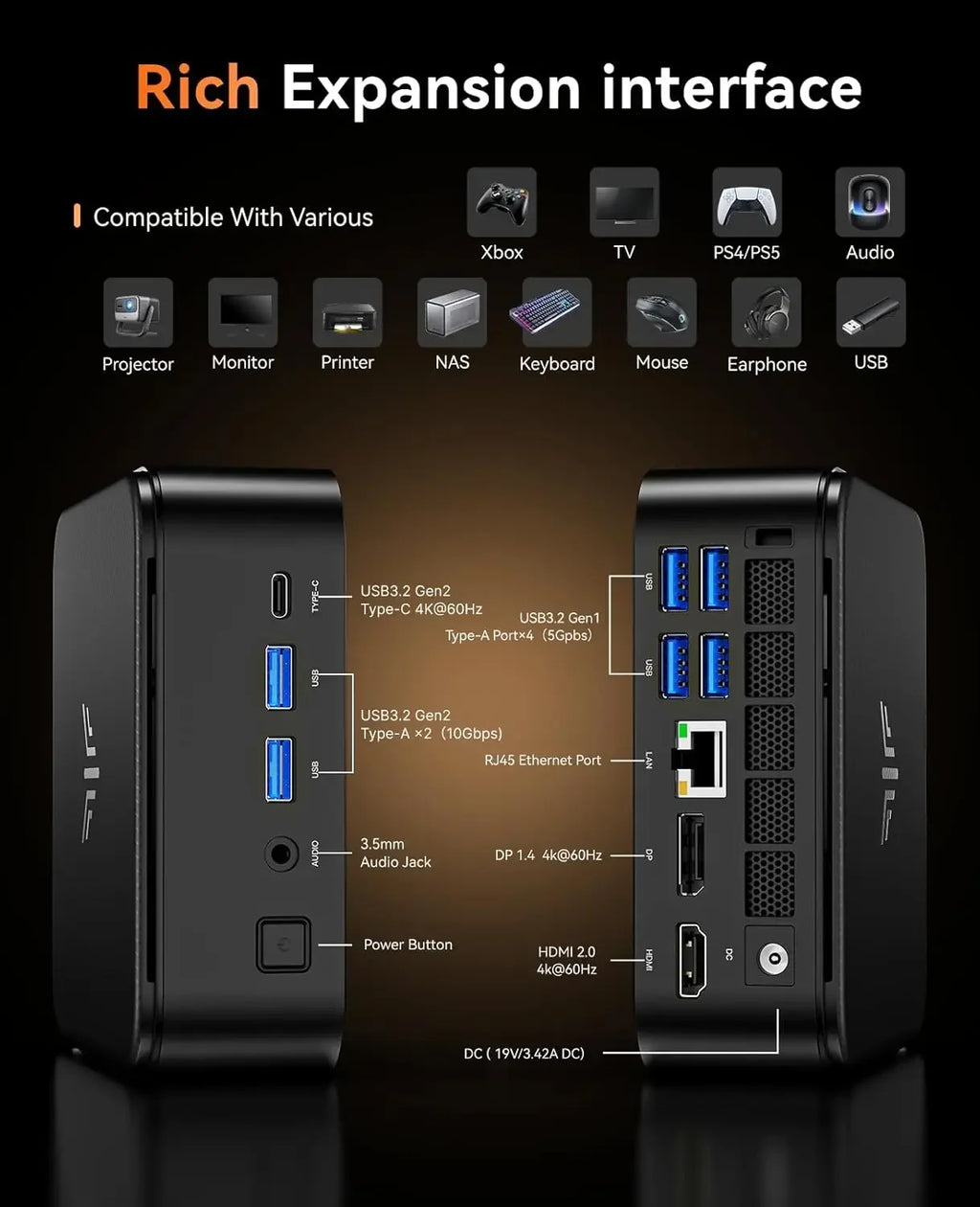 Mini Computer, Mini Gaming PC with USB SSD