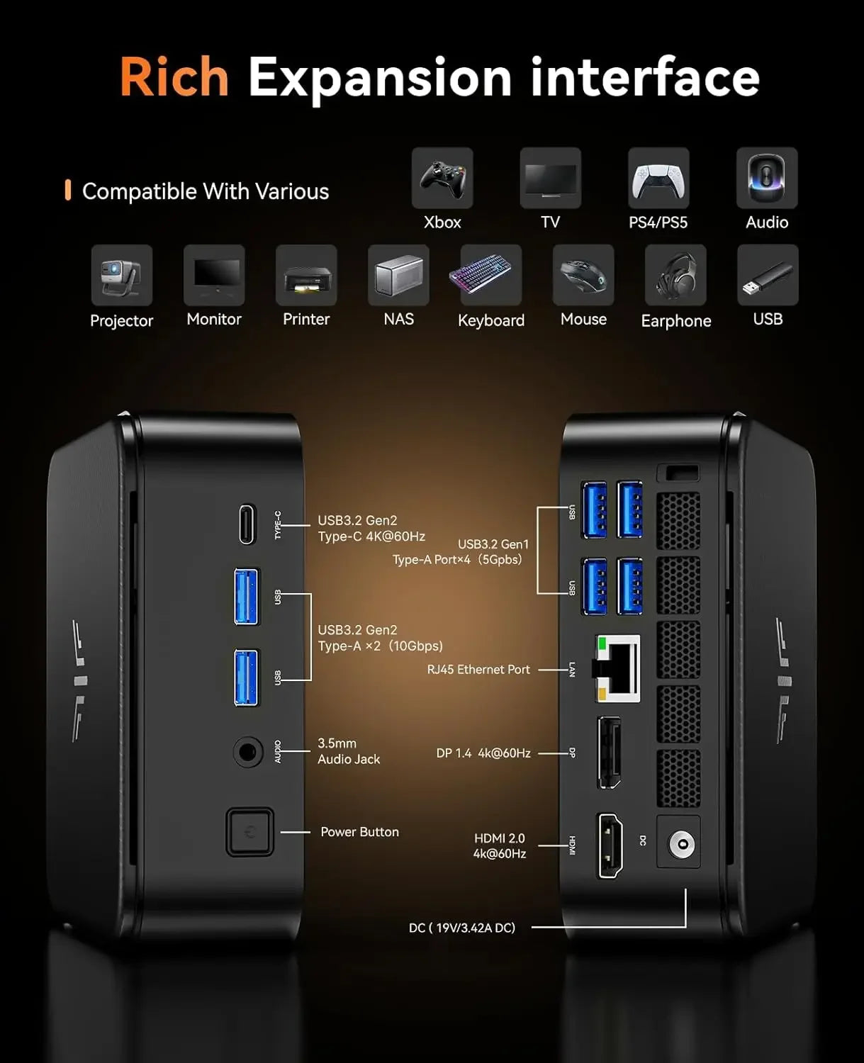 Mini Computer, Mini Gaming PC with USB SSD