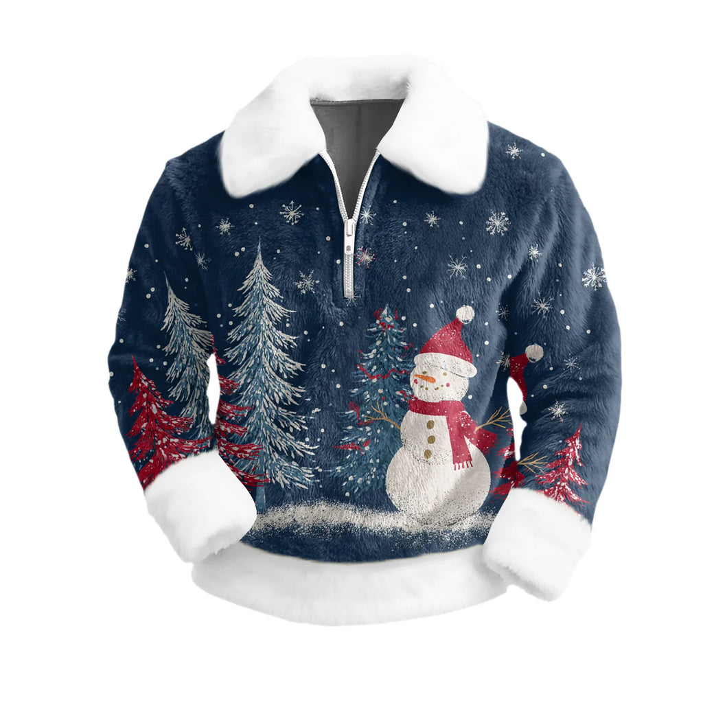 Cartoon Christmas Pattern Hoodie Men's Long Sleeved