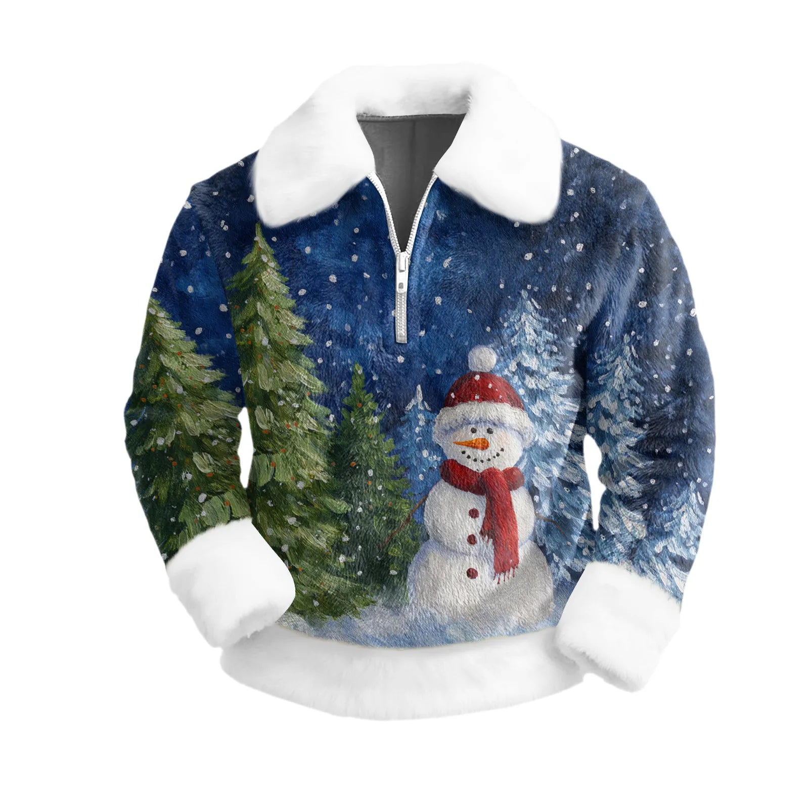 Cartoon Christmas Pattern Hoodie Men's Long Sleeved