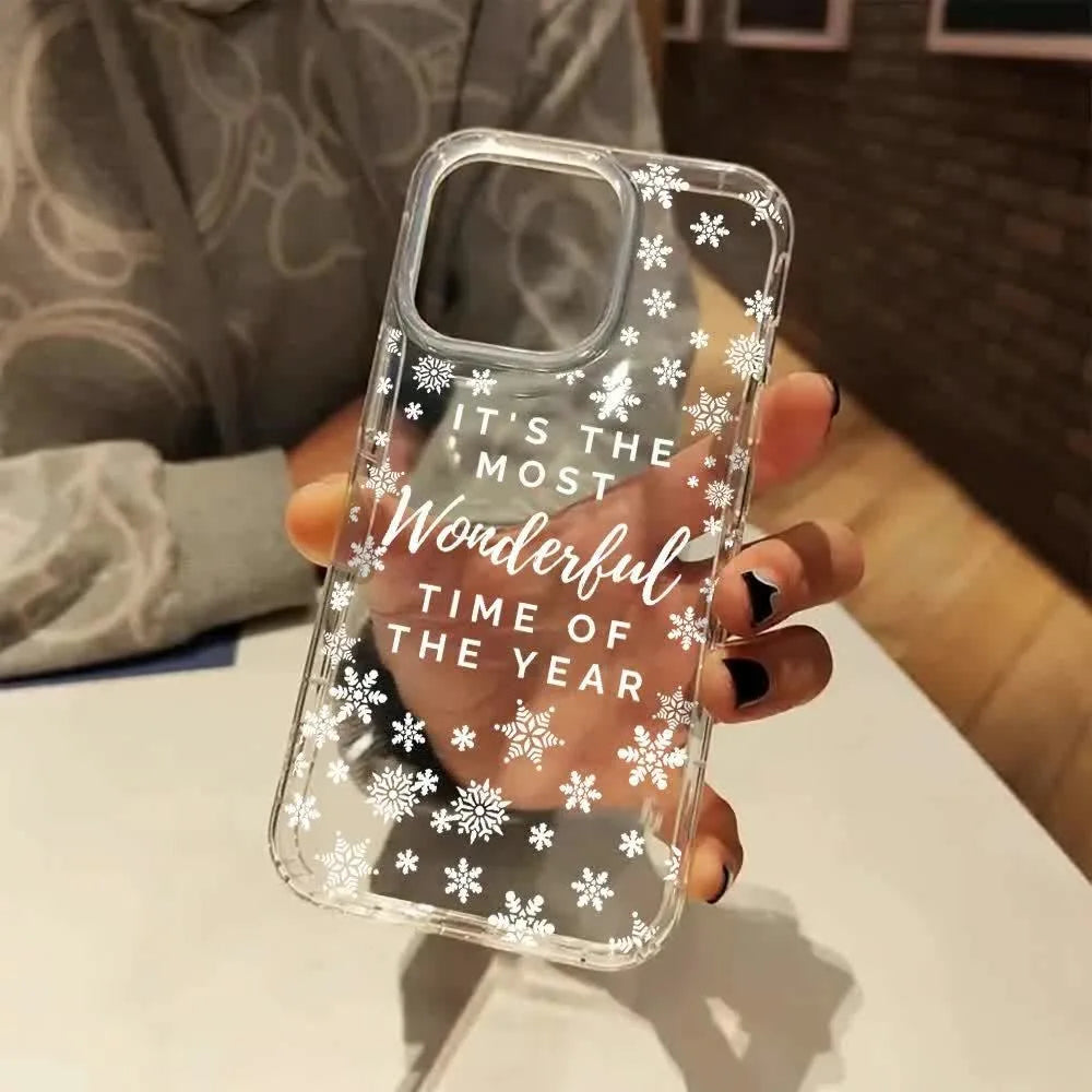 Christmas Cute Snowflakes Phone Case Cover for iPhone 17 16 11 12 13 14 15 Pro Max XR XS X 7 8 Plus 17 Air Cases