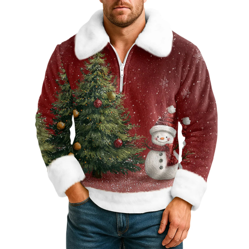 Cartoon Christmas Pattern Hoodie Men's Long Sleeved