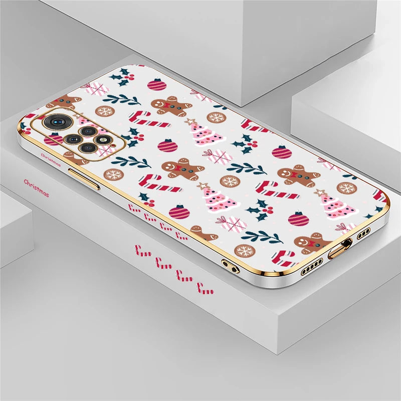 Soft Plating Phone Case For Xiaomi Redmi Note 8 9 Pro Max 9S 11 4G 11S 11E 11T 10T 10 Lite Christmas Tree Pattern Back Cover
