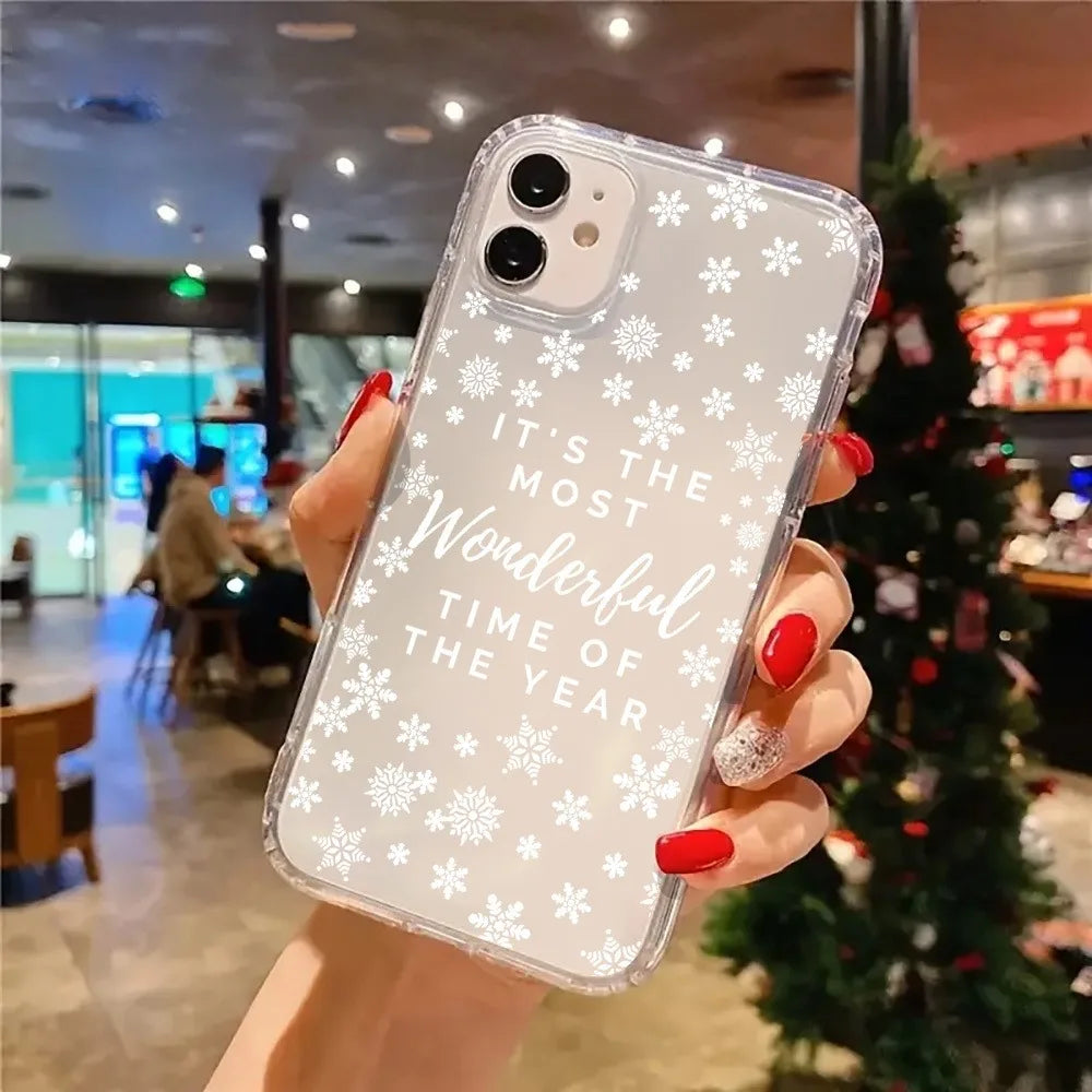 Christmas Cute Snowflakes Phone Case Cover for iPhone 17 16 11 12 13 14 15 Pro Max XR XS X 7 8 Plus 17 Air Cases