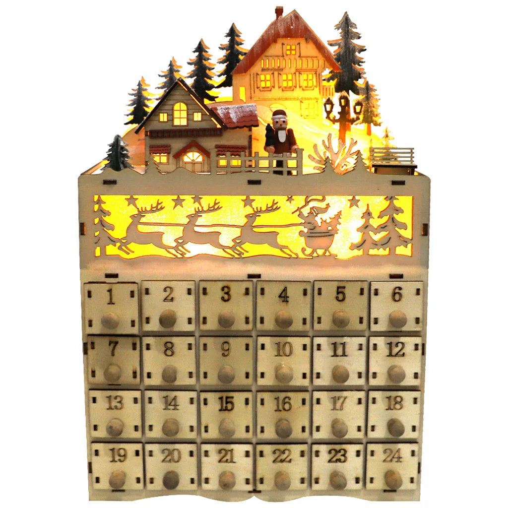 Wooden Lighted Village Advent Calendar