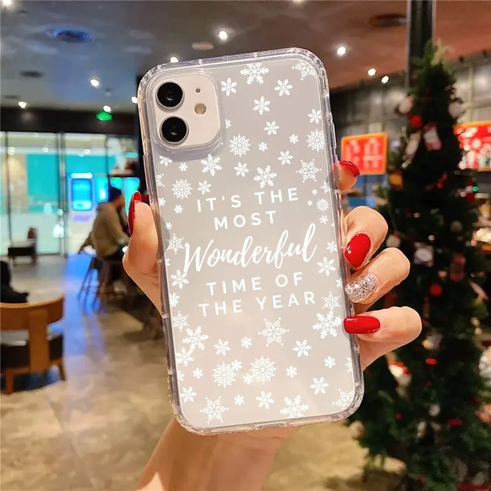 Christmas Cute Snowflakes Phone Case Cover for iPhone 17 16 11 12 13 14 15 Pro Max XR XS X 7 8 Plus 17 Air Cases