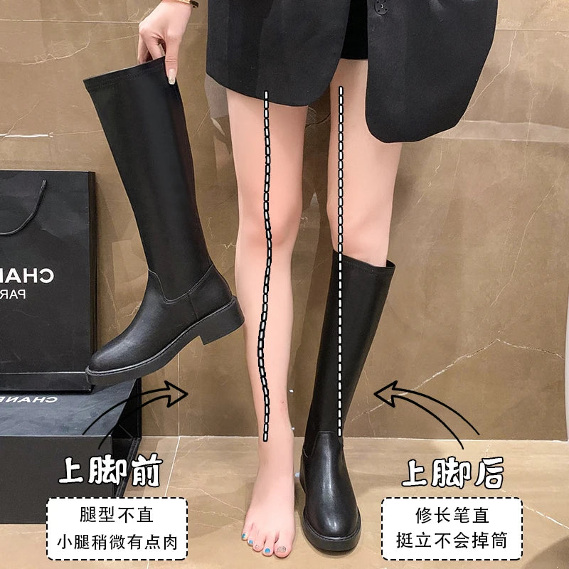 Women's Long Boots Leather Knee High boots