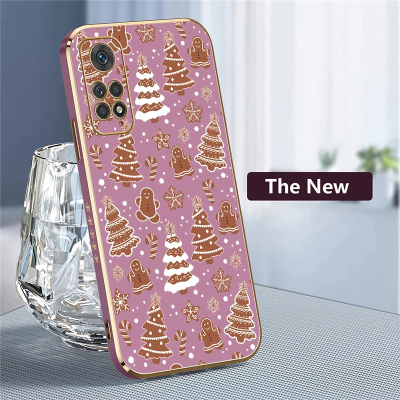 Soft Plating Phone Case For Xiaomi Redmi Note 8 9 Pro Max 9S 11 4G 11S 11E 11T 10T 10 Lite Christmas Tree Pattern Back Cover