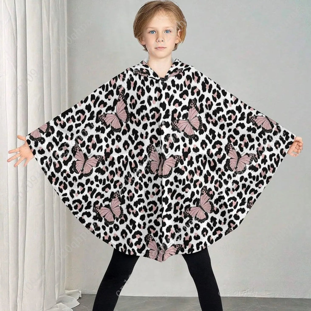 Blanket Sweater, Leopard Butterflies Hoodie With Pockets For Kids And Teenagers