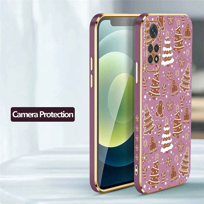 Soft Plating Phone Case For Xiaomi Redmi Note 8 9 Pro Max 9S 11 4G 11S 11E 11T 10T 10 Lite Christmas Tree Pattern Back Cover