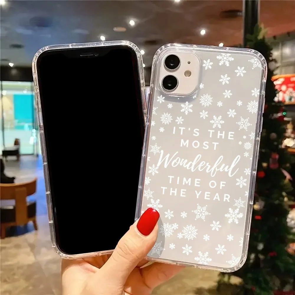 Christmas Cute Snowflakes Phone Case Cover for iPhone 17 16 11 12 13 14 15 Pro Max XR XS X 7 8 Plus 17 Air Cases