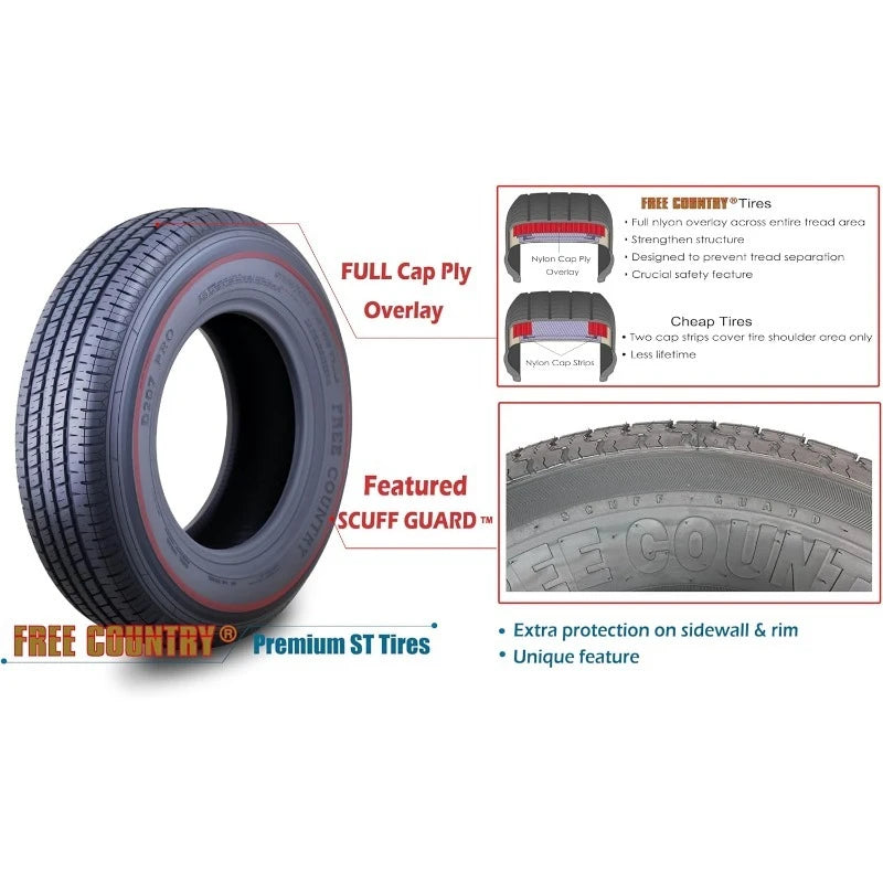 Grand Ride Set 4 Trailer Tires ST235/80R16 Radial 10 Ply Load Range E Steel Belted Radial W/Featured Scuff Guard 11123