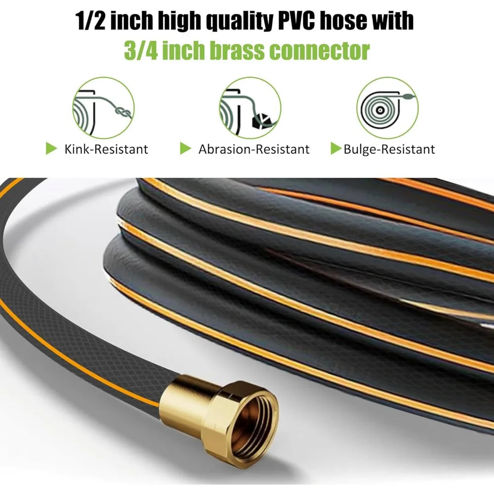 Retractable Garden Hose Reel, 65 ft x 1/2 inch Garden Hose