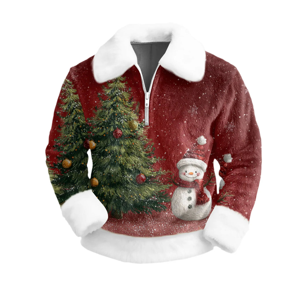 Cartoon Christmas Pattern Hoodie Men's Long Sleeved