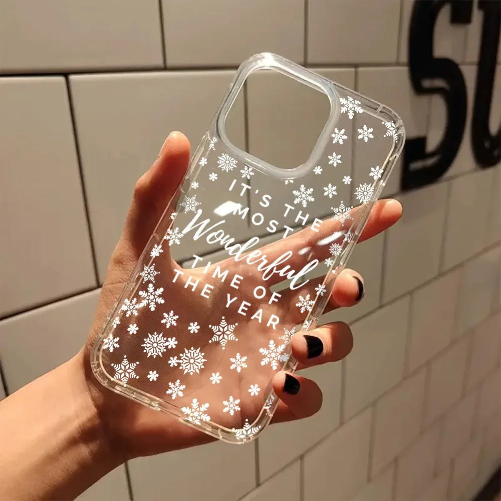 Christmas Cute Snowflakes Phone Case Cover for iPhone 17 16 11 12 13 14 15 Pro Max XR XS X 7 8 Plus 17 Air Cases