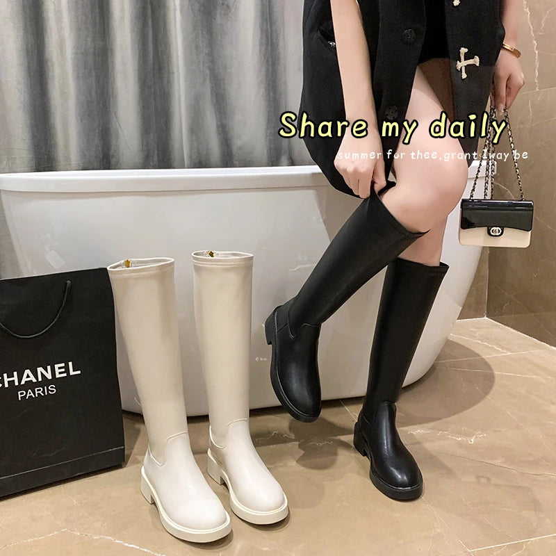 Women's Long Boots Leather Knee High boots