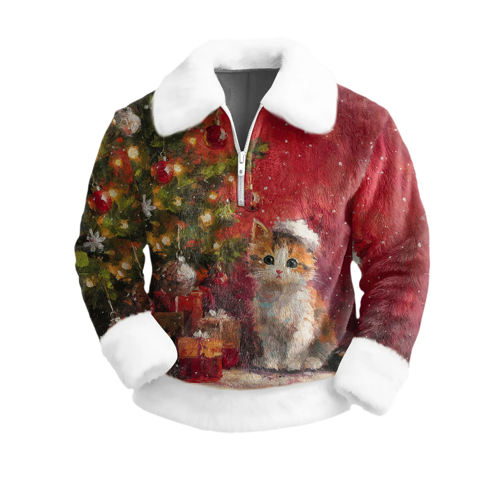 Cartoon Christmas Pattern Hoodie Men's Long Sleeved