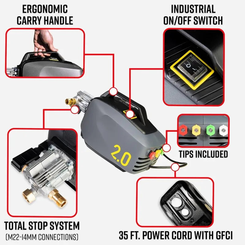 Active Pressure Washer 2.0 & Mega Foam Car Soap (5 Item) Powerful, Lightweight, Portable Electric Pressure Washer Sprayer