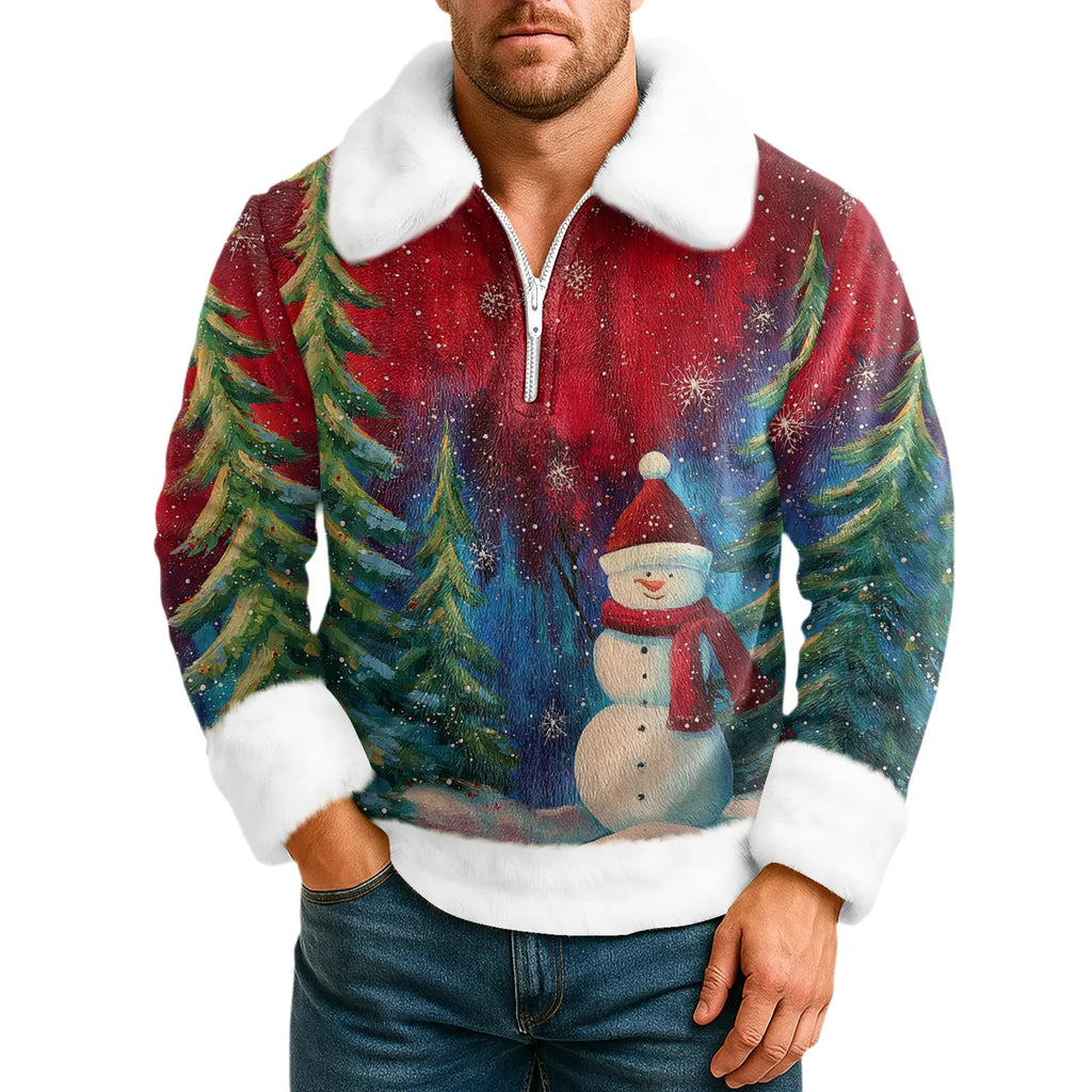 Cartoon Christmas Pattern Hoodie Men's Long Sleeved